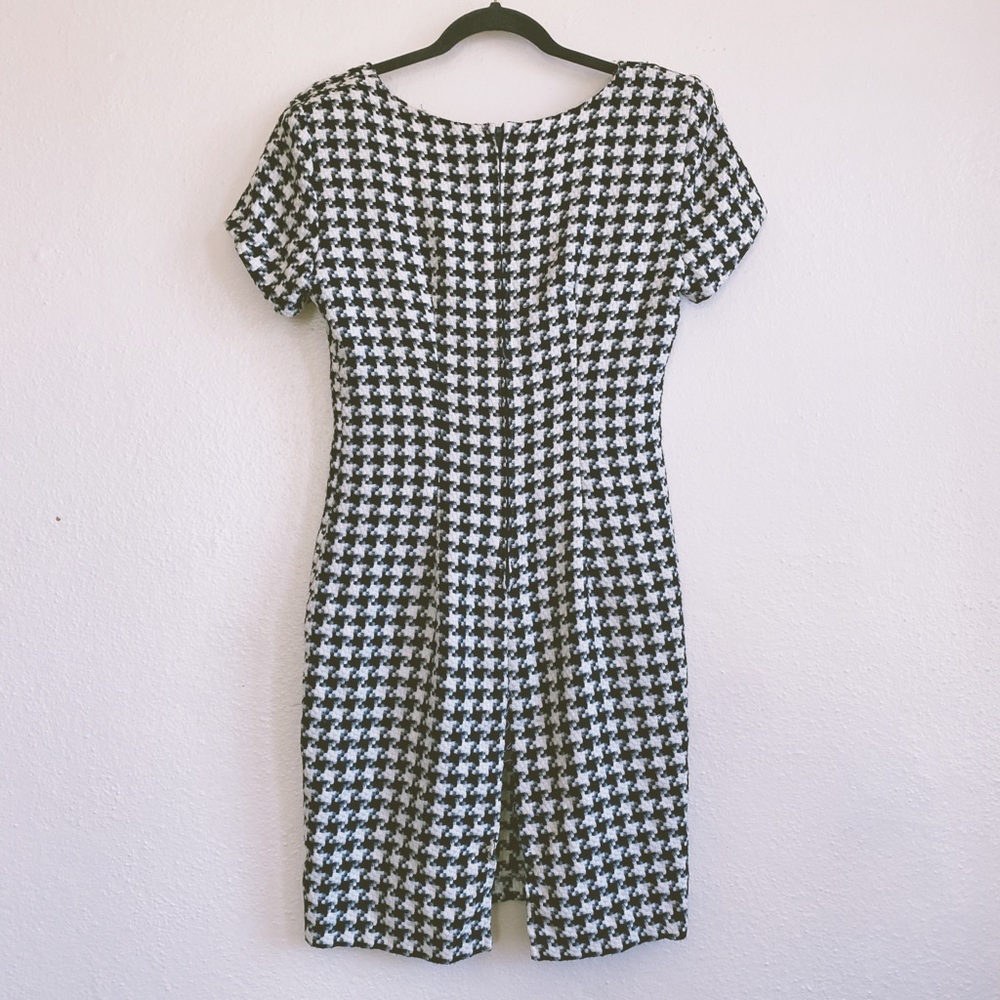 Vintage 50s 60s Green White Herringbone Mod Shift - Picture 3 of 4